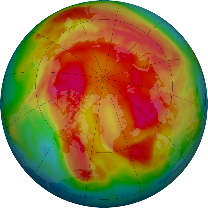 Arctic ozone map for 09 February 2009